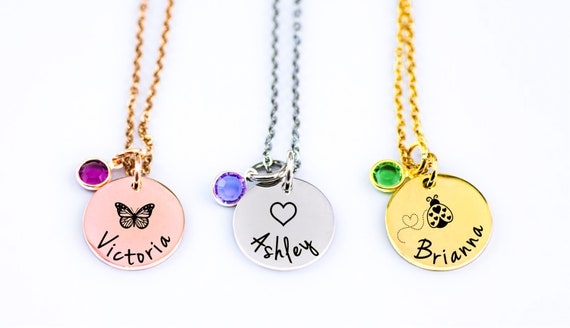 Child Necklace Personalized Necklace Birthstone Jewelry Daughter Necklace Custom Kid Jewelry Little Girl Jewelry Heart Necklace Etsy