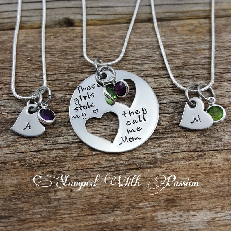 Mother Daughter Necklace Set Mother two 2 Daughters Jewelry Etsy