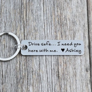 Drive Safe Customizable Rectangle key chain Anniversary gift Boyfriend gift for Girlfriend Personalized Husband gift image 6