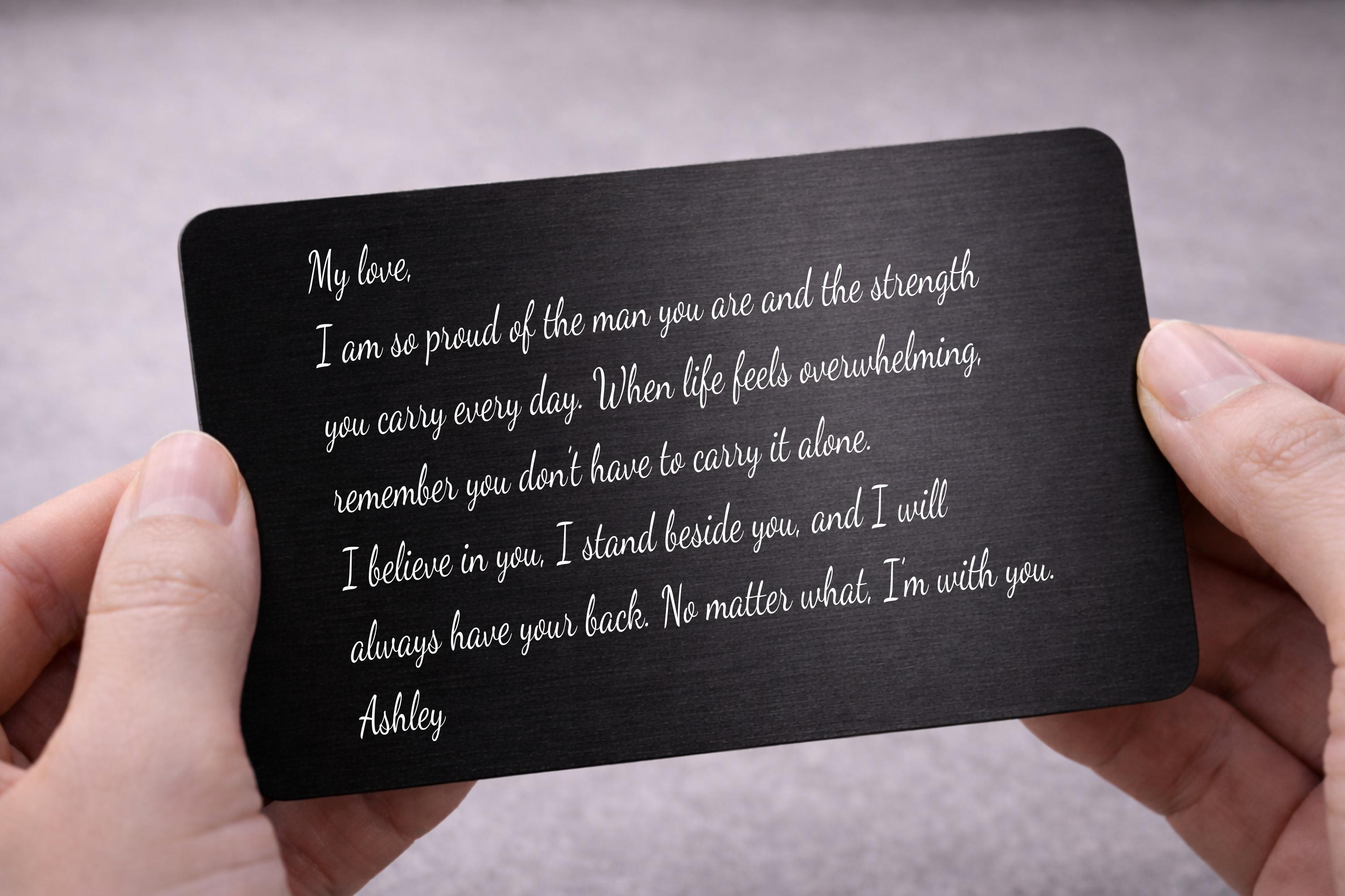 Personalized Engraved Wallet Card for Him – Love Message Metal Wallet ...