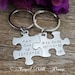 His and Her Puzzle Piece Keychain Set With Date - Couples -Wedding -Anniversary Key chain - Boyfriend gift - Gift for her