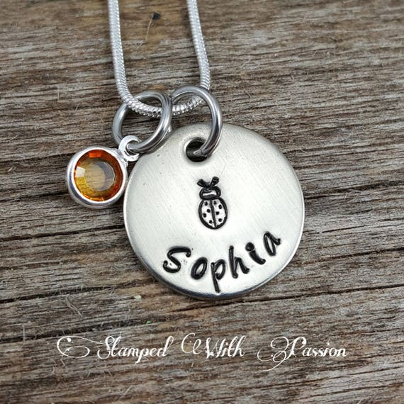 Little Kid Necklace Personalized Necklace Birthstone Etsy