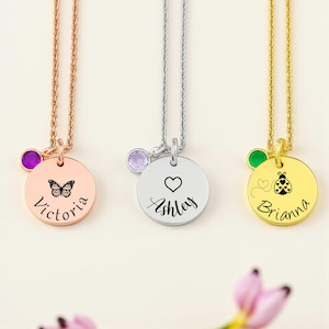 Child Necklace, Personalized Necklace, Birthstone jewelry, Daughter necklace, custom kid jewelry, little girl jewelry, Heart Necklace