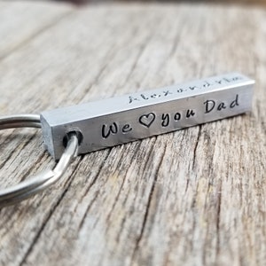 Dad Keychain - 4 Sided Bar Keychain - Father's Day Gift - Gifts for Dad - Dad Birthday Gift - Four Sided Keychain -Personalized Bar Keychain