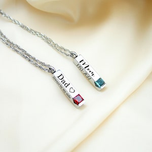 Personalized Urn Necklace - Birthstone Ashes Memorial Necklace - Engraving Custom Bar Necklace - Cremation Jewelry for Human or Pets Ashes image 4