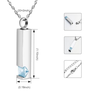 Personalized Urn Necklace - Birthstone Ashes Memorial Necklace - Engraving Custom Bar Necklace - Cremation Jewelry for Human or Pets Ashes image 5