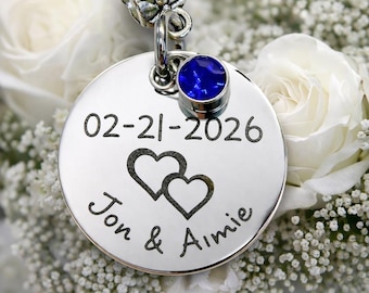 Personalized Wedding Bouquet Charm, Your Something Blue, Custom Bridal Charm, Wedding Date Charm, Bride Gift, Memorial Bouquet Charm