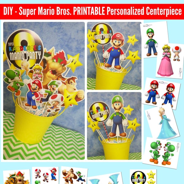 Super Mario Bros. Printable Centerpiece Mario Bros Decorations Mario Centerpiece Mario Birthday Printable Mario Party Center piece Mario