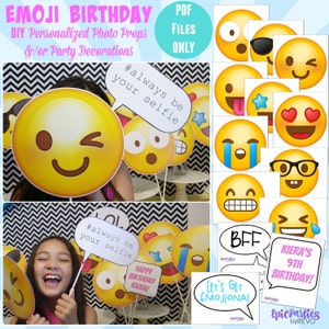 Emoji Birthday Party Printable Emoji Birthday Photo Props Emoji Birthday Decorations Emoji Party Birthday Photo Props Download Emoji Bday