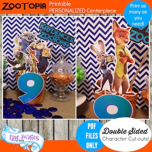 Zootopia Party Centerpiece Zootopia Birthday Centerpiece Zootopia Bday Center Piece Zootopia Birthday Decoration Zootopia Birthday Download