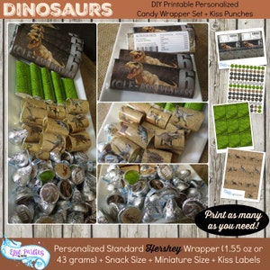 Dinosaur Party Favor Dinosaur Favors Printable Birthday Jurassic World Candy Wrapper Dinosaur Party Hershey wrapper Printable Dinosaur Bday
