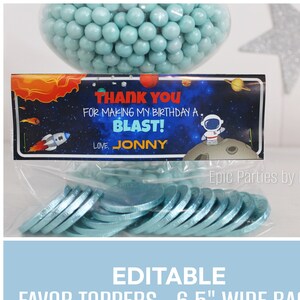 First Trip Around the Sun Party Favors for Space Birthday Favor Toppers Editable Astronaut Birthday Party Favor for Two the Moon Birthday