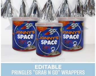 Astronaut Party Favors Outer Space Birthday Pringles Wrapper First Trip Around the Sun Decoration Two the Moon First Birthday Decoration