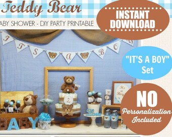 Teddy Bear Baby Shower Decorations Bear Teddy Bear Boy Baby Shower Decor Bear Decorations for Baby Shower Teddy Bear Blue Download DIY