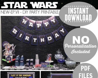 Star Wars Party Printable Decorations Jedi Birthday Instant Download Star Wars Birthday Printable Star Wars Birthday Party Ideas