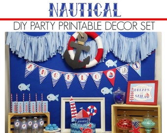 Nautical 1st Birthday Set Summer Party Decorations Beach 1st Birthday Pool Party Kids Personalized Nautical Summer Party Beach Decorations