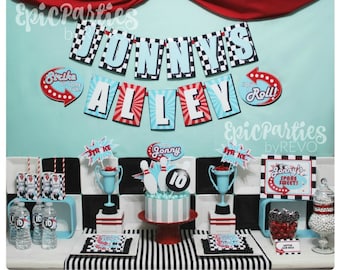 Bowling Birthday Party Decorations Bowling Birthday Printable Bowling Birthday Decorations Bowling Retro Party Download Decorations Bowling