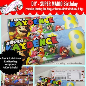 Super Mario Birthday | Mario Favors |Mario Candy Wrappers | Mario Printable | Mario Birthday | Epic Parties by REVO