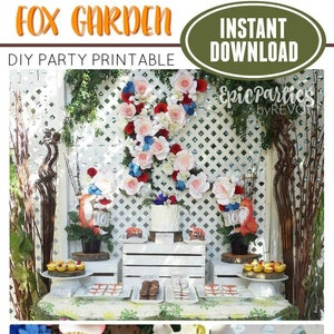 Woodland Fox Birthday Printable Woodland Birthday Decorations Fox Party Birthday Decorations Woodland Fox Bday Decor Download Fox Bday party