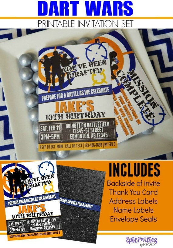 Dart Wars Invitation | Dart Wars | Dart Party Printable Invitation | Dart Decorations | Dart Birthday | Invitation | Epic Parties by REVO Il_570xn