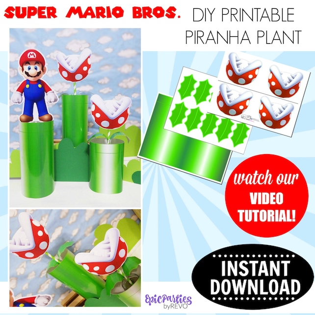 Super Mario Bros Printable Piranha Plant INSTANT DOWNLOAD