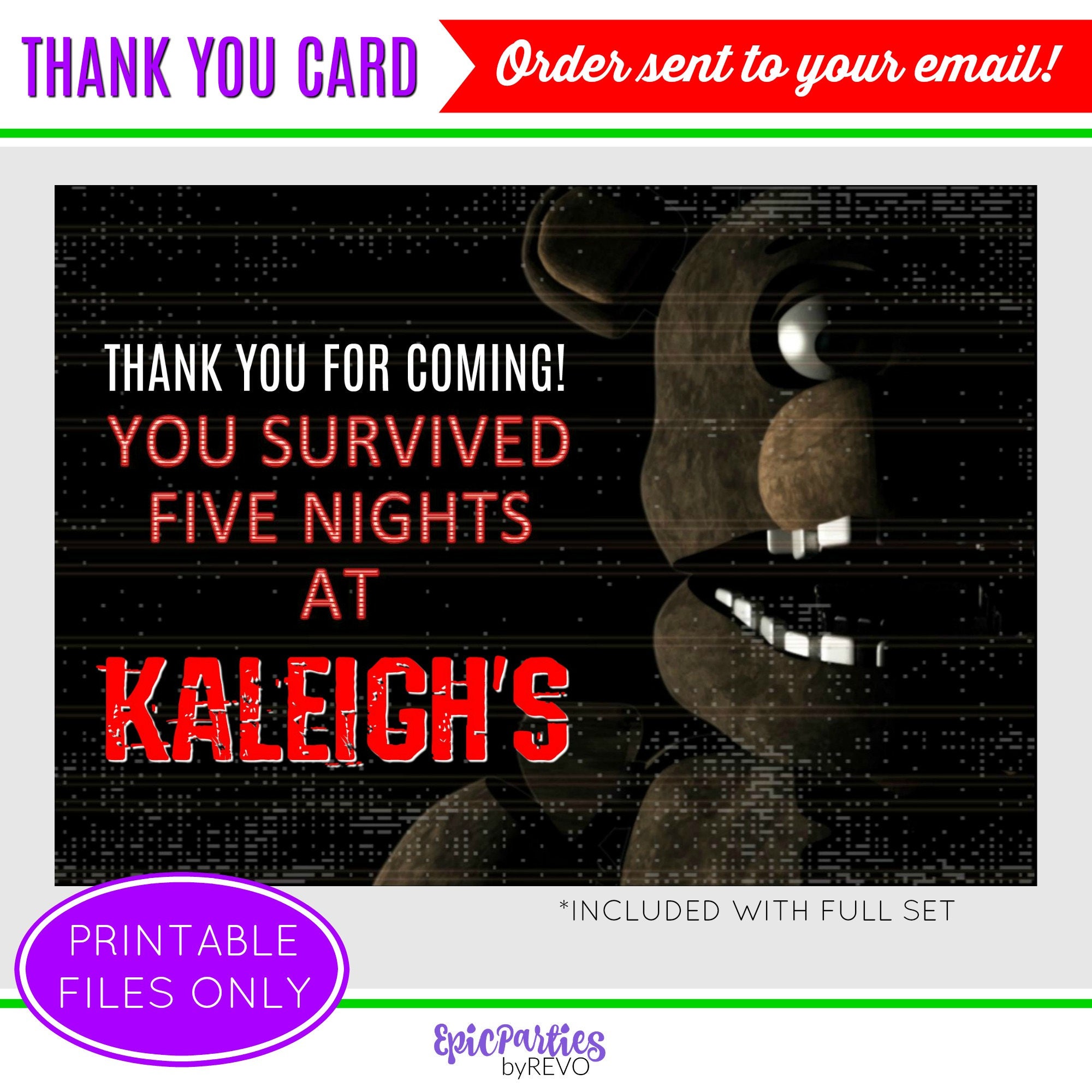 FNAF Invitation Download Five Nights at Freddy's Birthday Printable