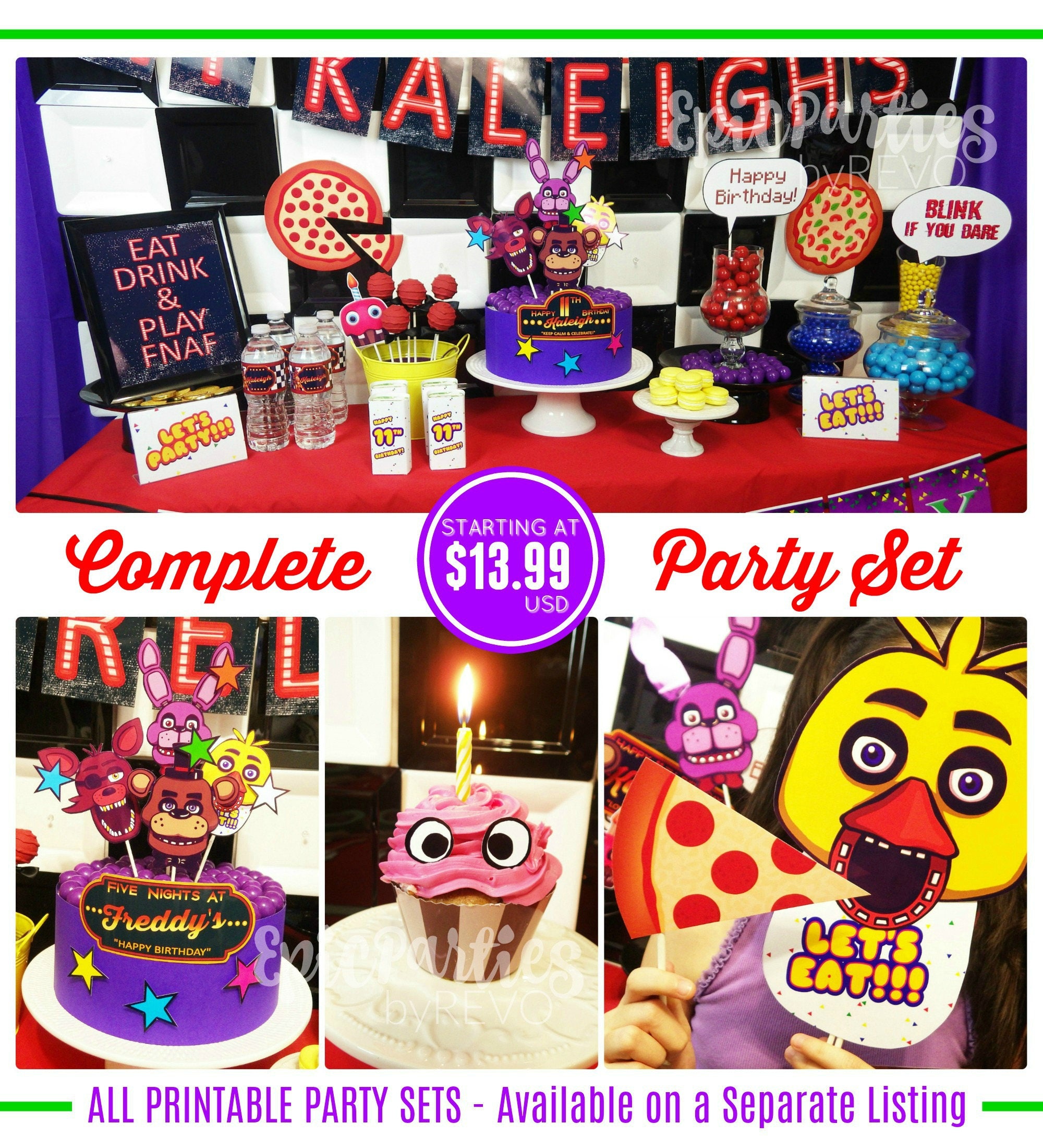 Five Nights at Freddy's Photo Props 8pc. Birthday Party Supplies Favor –  Party Mania USA