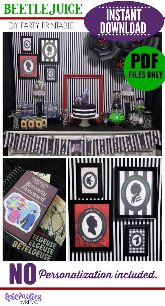 Beetlejuice Party Printable | Instant Download | Beetlejuice Birthday | Beetlejuice decorations | Betelgeuse | Epic Parties by REVO Il_570xn