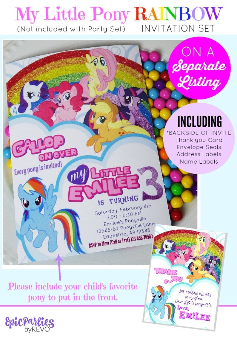 My Little Birthday Printable Little Pony Personalized Centerpiece Little Pony Decorations Rainbow Pony Birthday Centerpiece
