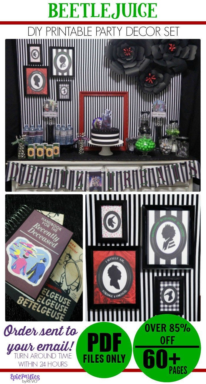 Beetlejuice Party Decorations Beetlejuice 1st Birthday Beetlejuice Party Beetlejuice First Birthday Decor Beetlejuice 1st Bday Beetlejuice - Etsy Get ready to throw the ultimate Beetlejuice-themed party with these handmade decorations from Etsy! Whether it's your little one's first birthday or you're just a huge fan of the movie, these Beetlejuice party decorations will set the perfect spooky and fun atmosphere for your celebration. Don't forget to check out the DIY options for a personalized touch!