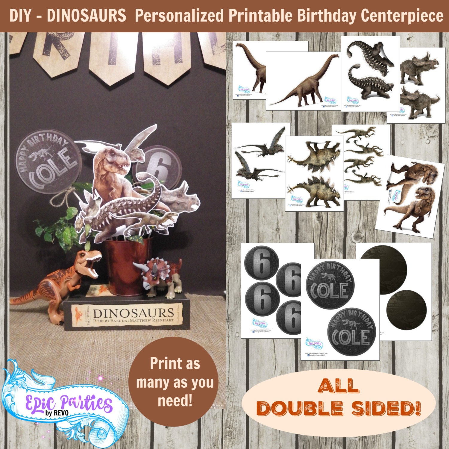 Dinosaur Printable Centerpiece Dinosaur Decoration Birthday Dinosaur Party Printable Dino Party Center piece Dinosaur Bday