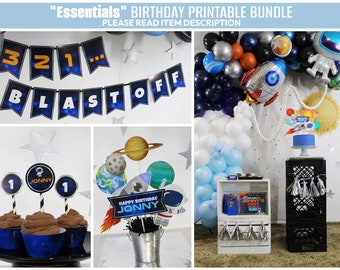 Space Birthday Decorations Astronaut Party First Trip Around the Sun Galaxy Birthday Decorations Outer Space First Birthday Digital Download