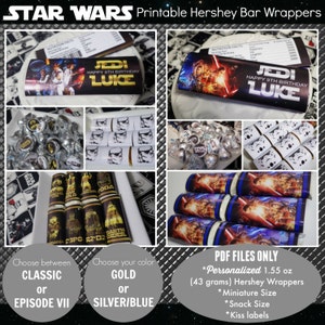 Star Wars Candy Bar Printable | Hershey Wrappers + Kiss Labels | Star Wars Birthday | Party Favors | Star Wars Party | Epic Parties by REVO