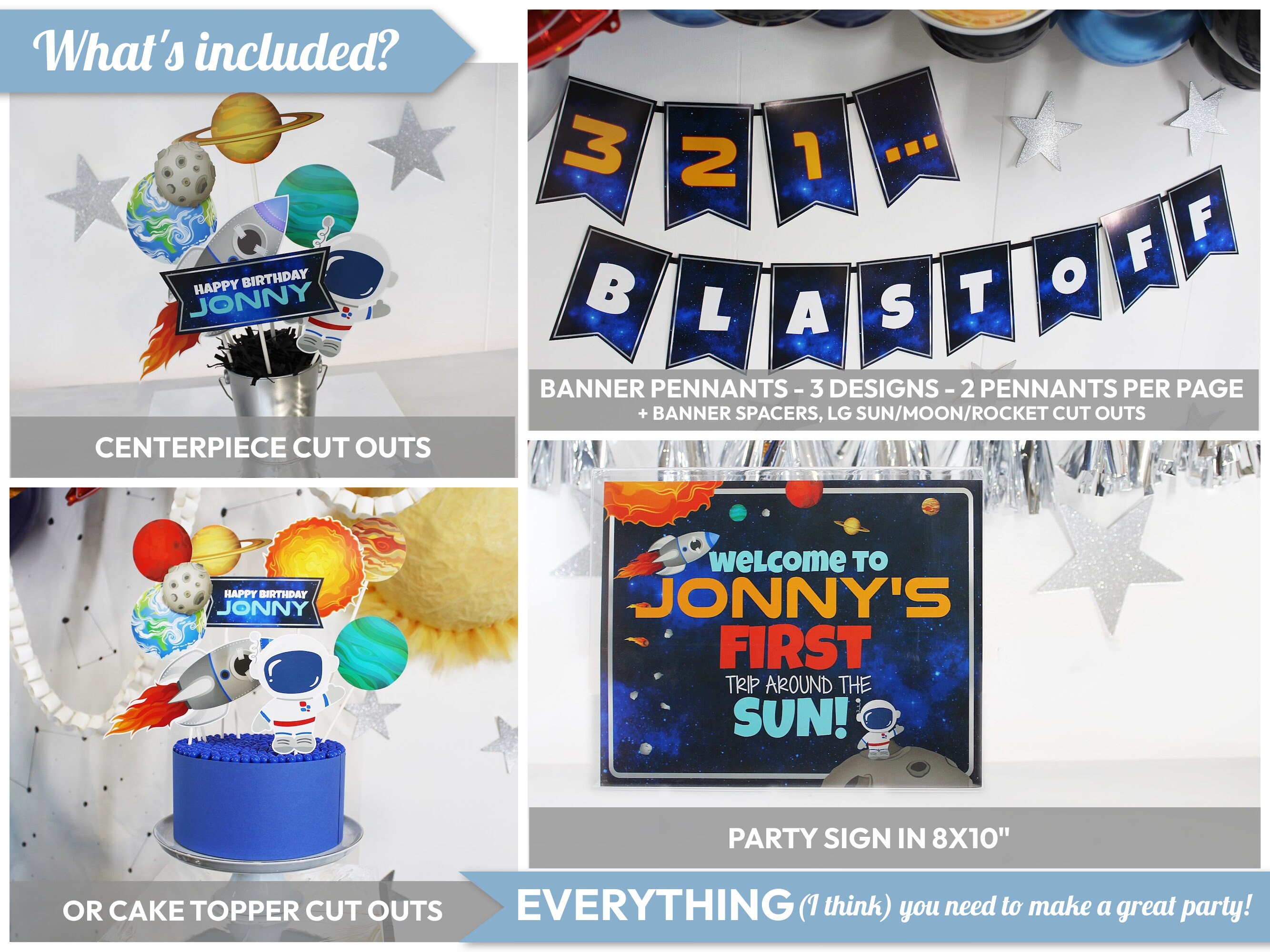 Space Birthday Decorations Astronaut Party First Trip Around the