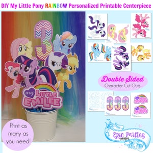 My Little Birthday Printable Little Pony Personalized Centerpiece Little Pony Decorations Rainbow Pony Birthday Centerpiece Little Pony Bday
