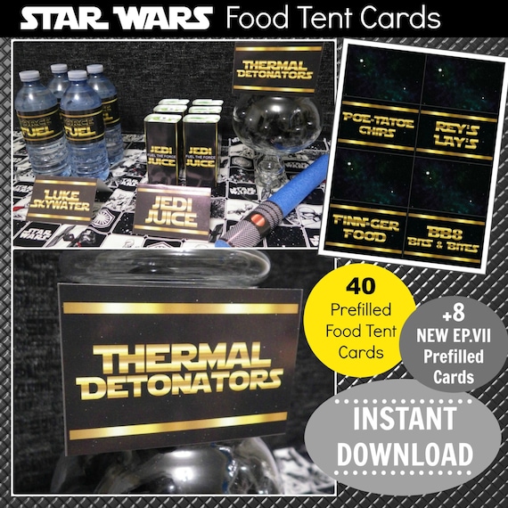 Star Wars Party Printable | GOLD | Instant Download | Food Tent Cards | Food Tent Labels | Star Wars Party | Epic Parties by REVO Il_570xn