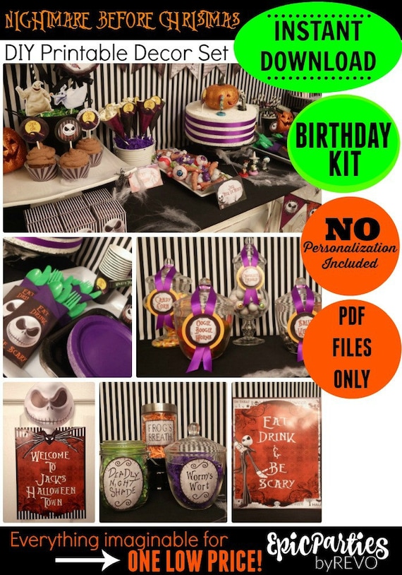 Nightmare Before Christmas Birthday Kit | INSTANT DOWNLOAD | Nightmare Before Christmas Birthday Printable | Party | Epic Parties by REVO Il_570xn