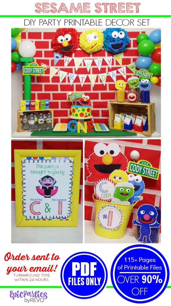 Sesame Street Printable Elmo Birthday Sesame Street Etsy