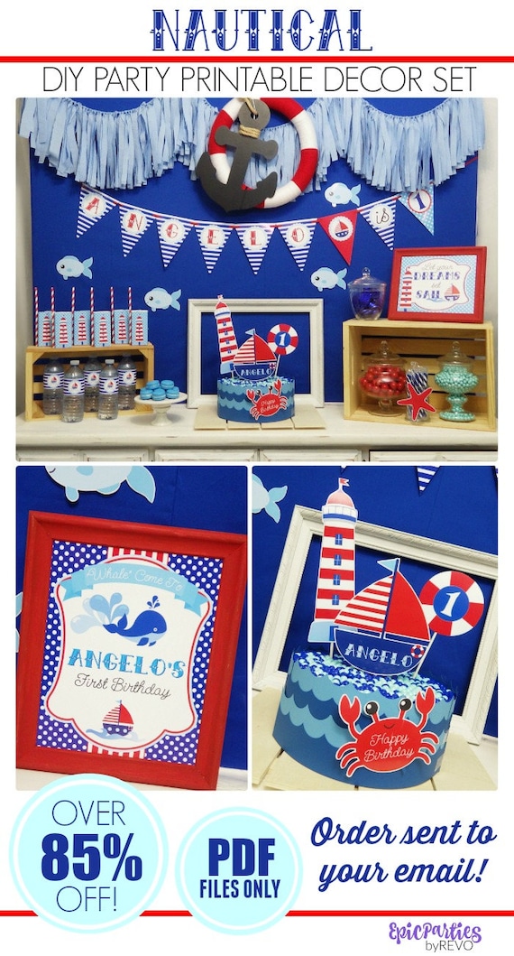 Nautical 1st Birthday Set Summer Party Decorations Beach 1st