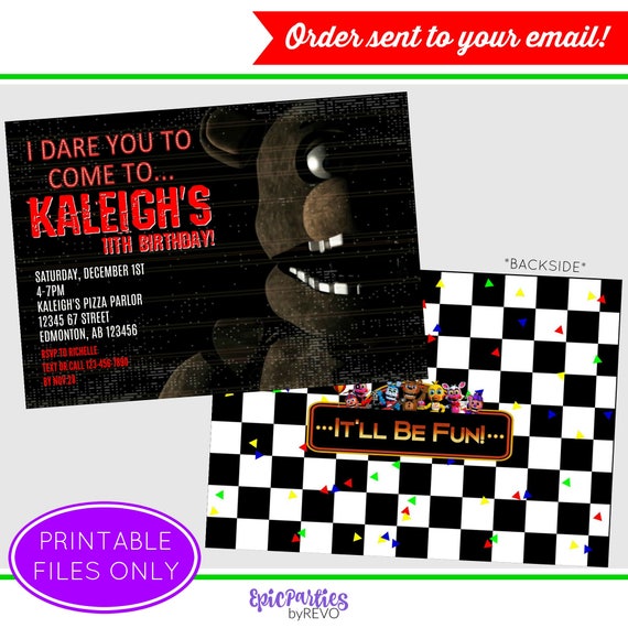 Five Nights at Freddy's Party Pack PLUS Invitation INSTANT DOWNLOAD  Printable