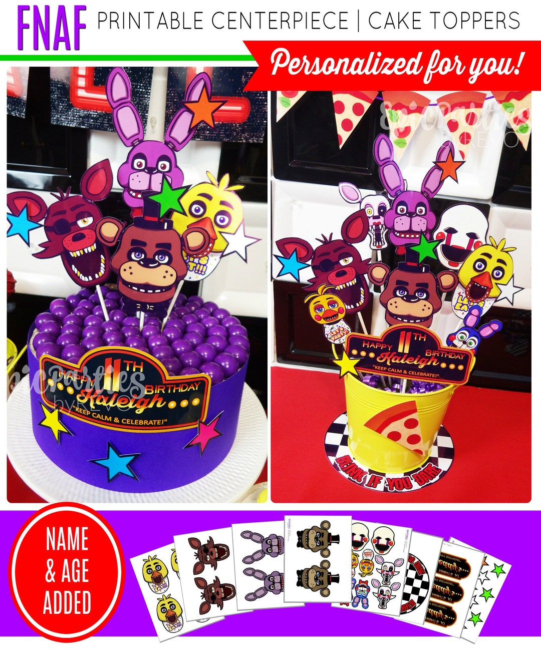 Game FNAF Funtime Freddy Birthday Party Cake Toppers Baby Shower Boys Birthday  Party Decorations Supplies Kids