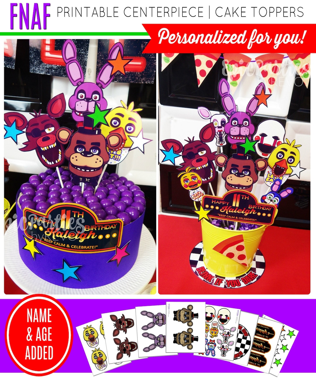 Five nights at Freddy's FNaF 3 party edible cake image topper