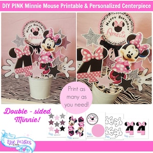 Minnie Mouse Centros de mesa redondos, Descarga Inmediata, Decoración de  cumpleaños de Minnie, Minnie rosa, Fiesta Minnie -  España