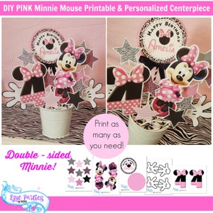 Minnie Mouse Centros de mesa redondos, Descarga Inmediata, Decoración de  cumpleaños de Minnie, Minnie rosa, Fiesta Minnie -  España