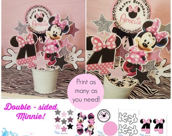 Minnie Pink Birthday Minnie Decorations Pink Minnie Mouse Centerpiece Minnie Pink Decor Download Minnie Birthday Printable Minnie Bday Decor