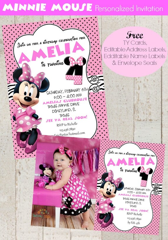 Minnie Mouse Invitation | Pink Minnie Invitation | Minnie Invitation | Minnie Invitation | Minnie Birthday | Epic Parties by REVO Il_570xn