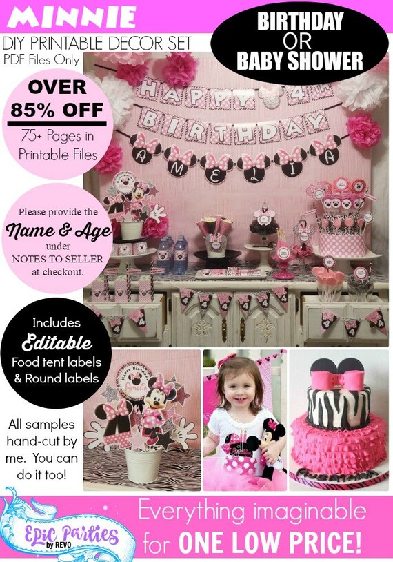 SALE 40% OFF | Minnie Mouse Birthday | Minnie Mouse Baby Shower | Minnie Printable | Minnie Mouse Party Decorations | Epic Parties by REVO Il_570xn