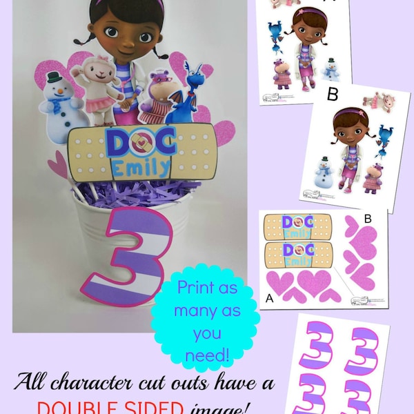 Doc Mcstuffins Centre de table Doc Mcstuffins Décorations d'anniversaire Doc Mcstuffins Partie Centre de table DIY Doc Mcstuffins Pièce maîtresse d'anniversaire