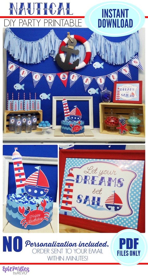 Nautical Birthday Printable Nautical 1st Birthday Decorations