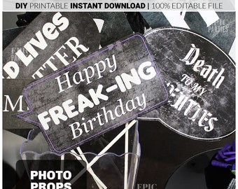 Death to my Twenties | 30's | 40's | Funeral For My Youth Wednesday Gothic Birthday Editable Photo Props Gothic Party Black Gothic Birthday